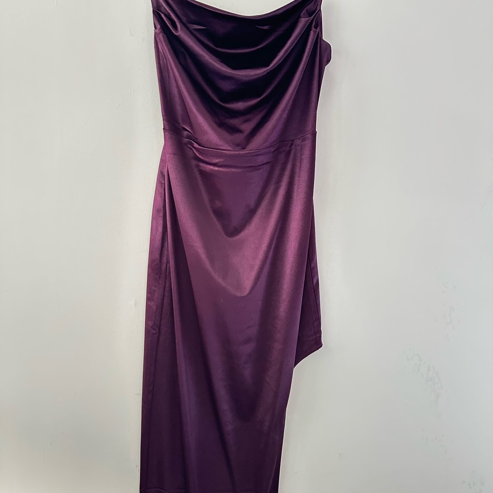 Elegant Burgundy/plum Satin Dress